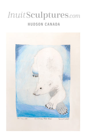 Prowling Polar Bear by  Mia Salamonie An Original Drawing.